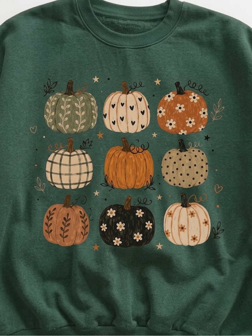 Gildan Green Pumpkin Graphic Crewneck Sweatshirt - Picture 2 of 2